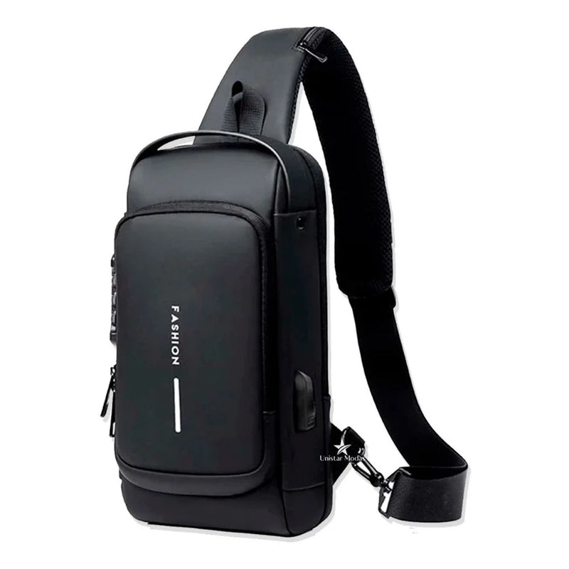 Bolsa de ombro unissex fashion bolsa transversal usb com senha antifurto