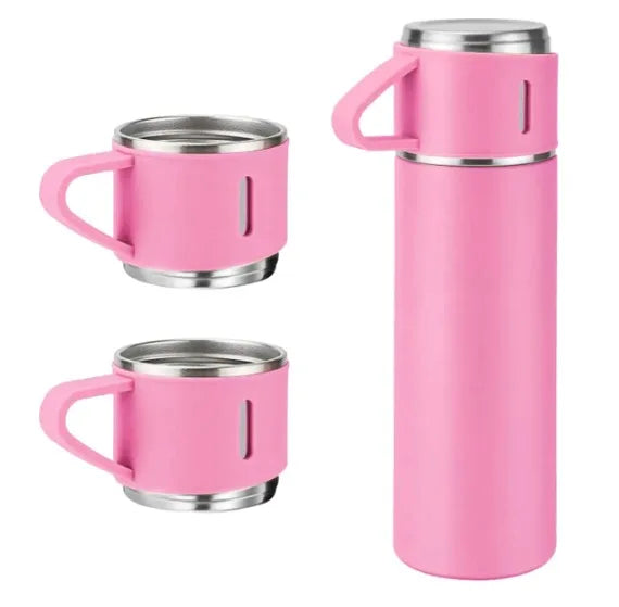 Conjunto Frascos a Vácuo em Aço Inox, Garrafa 500ml, Embalagem Presente, Fit para Café, Chá