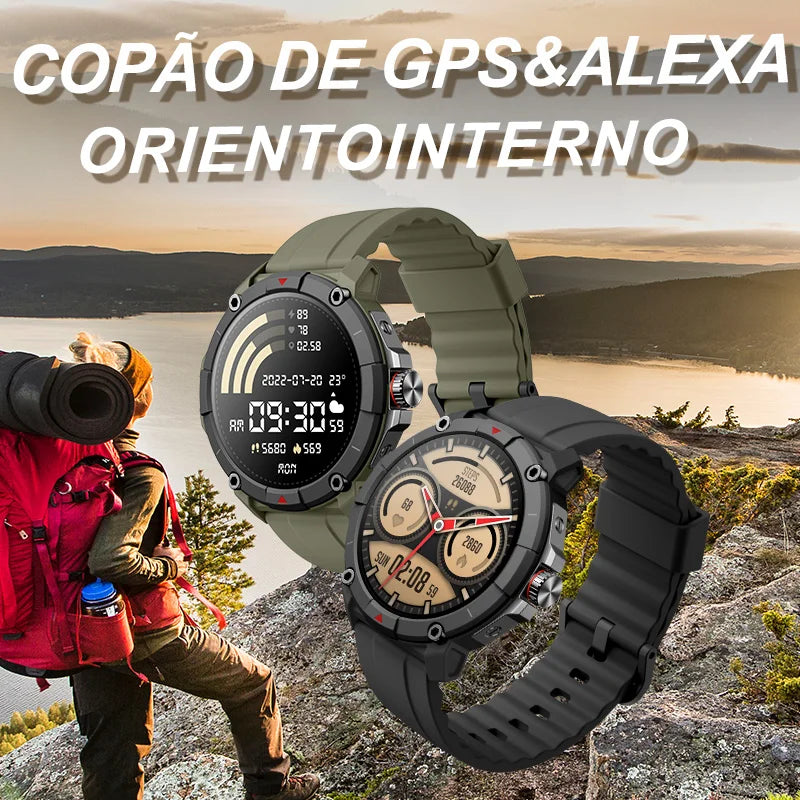 MASX Oasis X Premium GPS Smart Watch Alexa Ultra HD Display GPS integrado Hi-Fi Bluetooth Chamadas telefônicas Relógio esportivo de nível militar